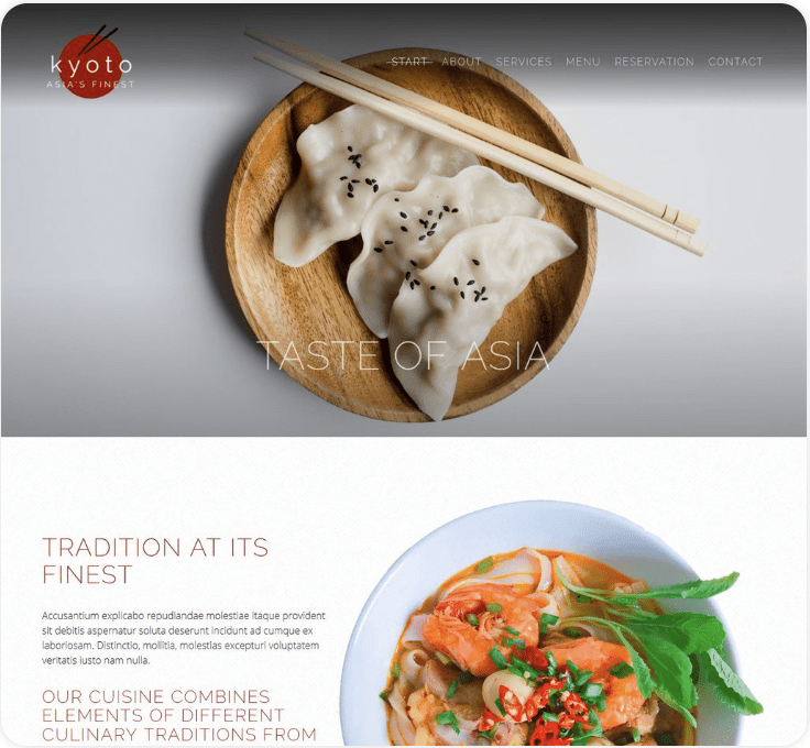 Plantilla Kyoto — sitio web tipo restaurante